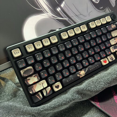 黑暗少女主题MDA高度键帽机械键盘四面透光适配核动力60/68/75ATK
