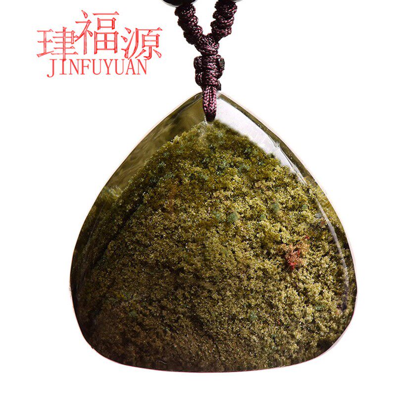 天然绿幽灵吊坠男款项链