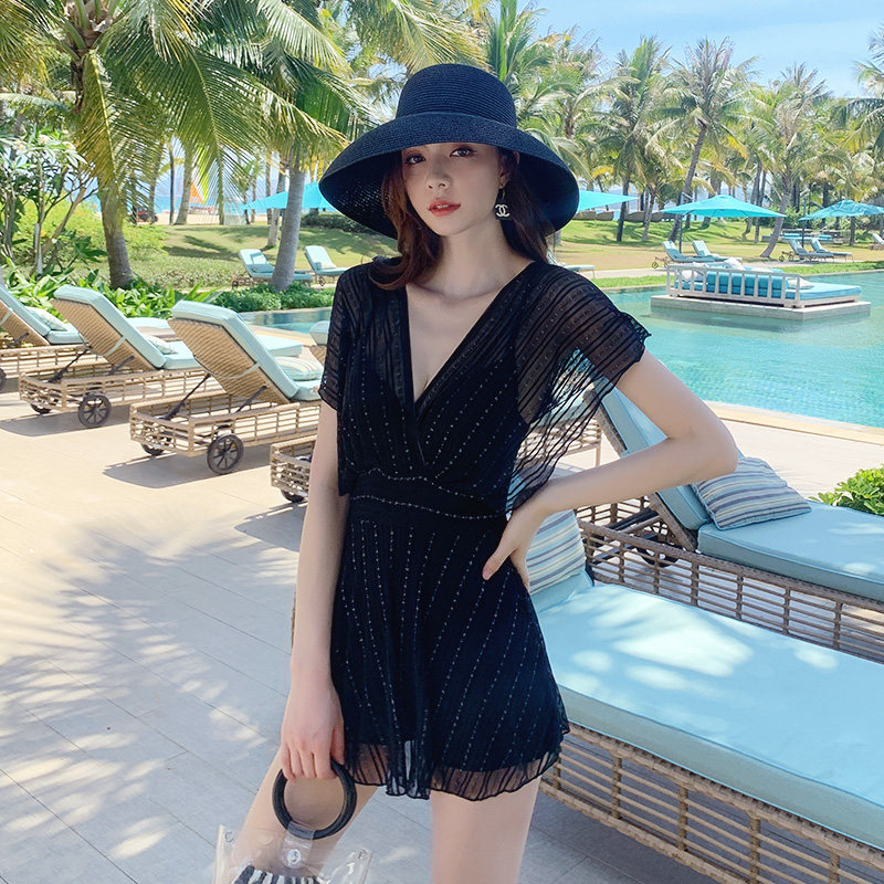 亦美珊2022年新款爆款游泳衣女泡温泉遮肚显瘦连体保守冬大码泳装