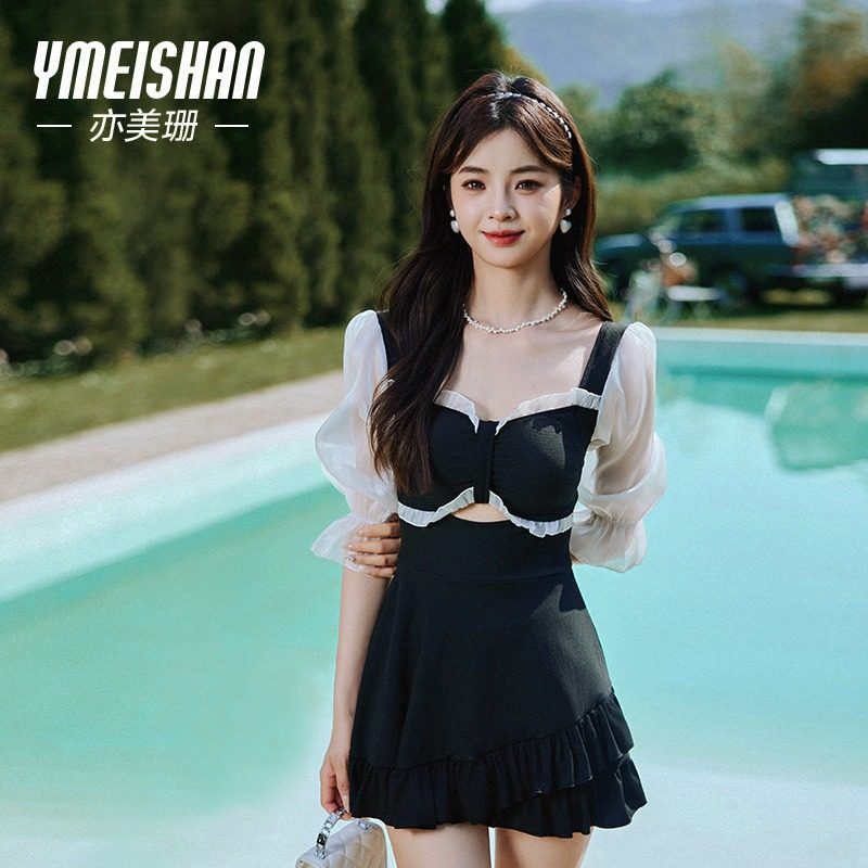 亦美珊连体泳衣女保守高级感显瘦小胸微胖女孩遮肉2024新款泡温泉