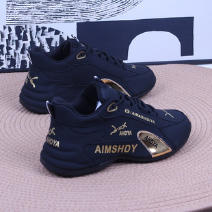 真皮软底防臭防滑2026春秋新款皮蓬男士老爹鞋男女百搭休闲运动鞋