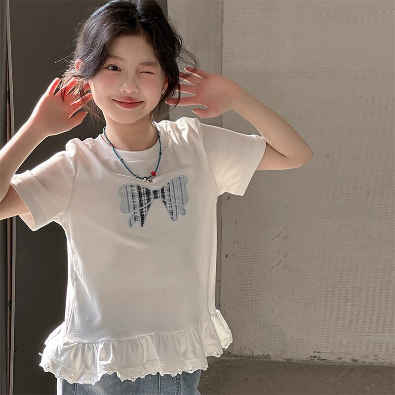 女童短袖T恤夏季2026新款儿童超好看甜美上衣白色t女大童夏装衣服