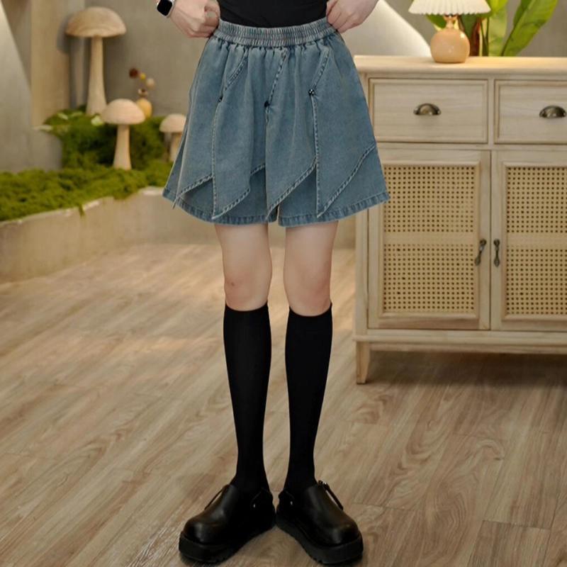 新款复古牛仔裤裙女设计感百搭遮胯时尚显瘦短裤