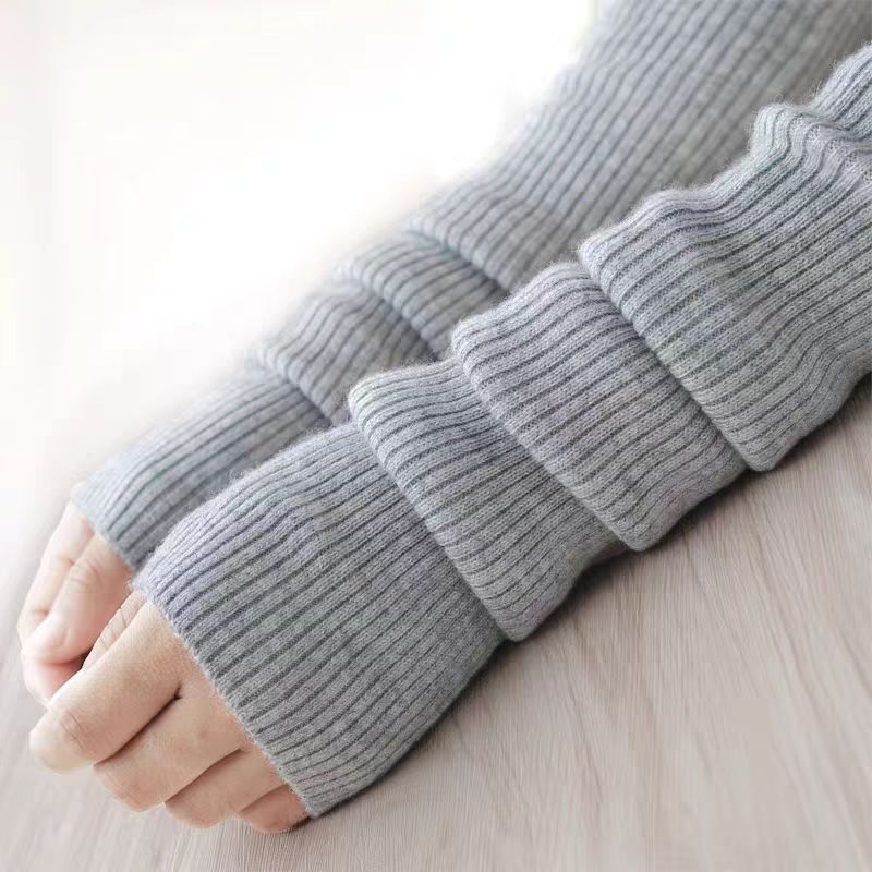 羊毛手臂套假袖子秋冬针织羊毛线长款半指手套胳膊保暖加厚