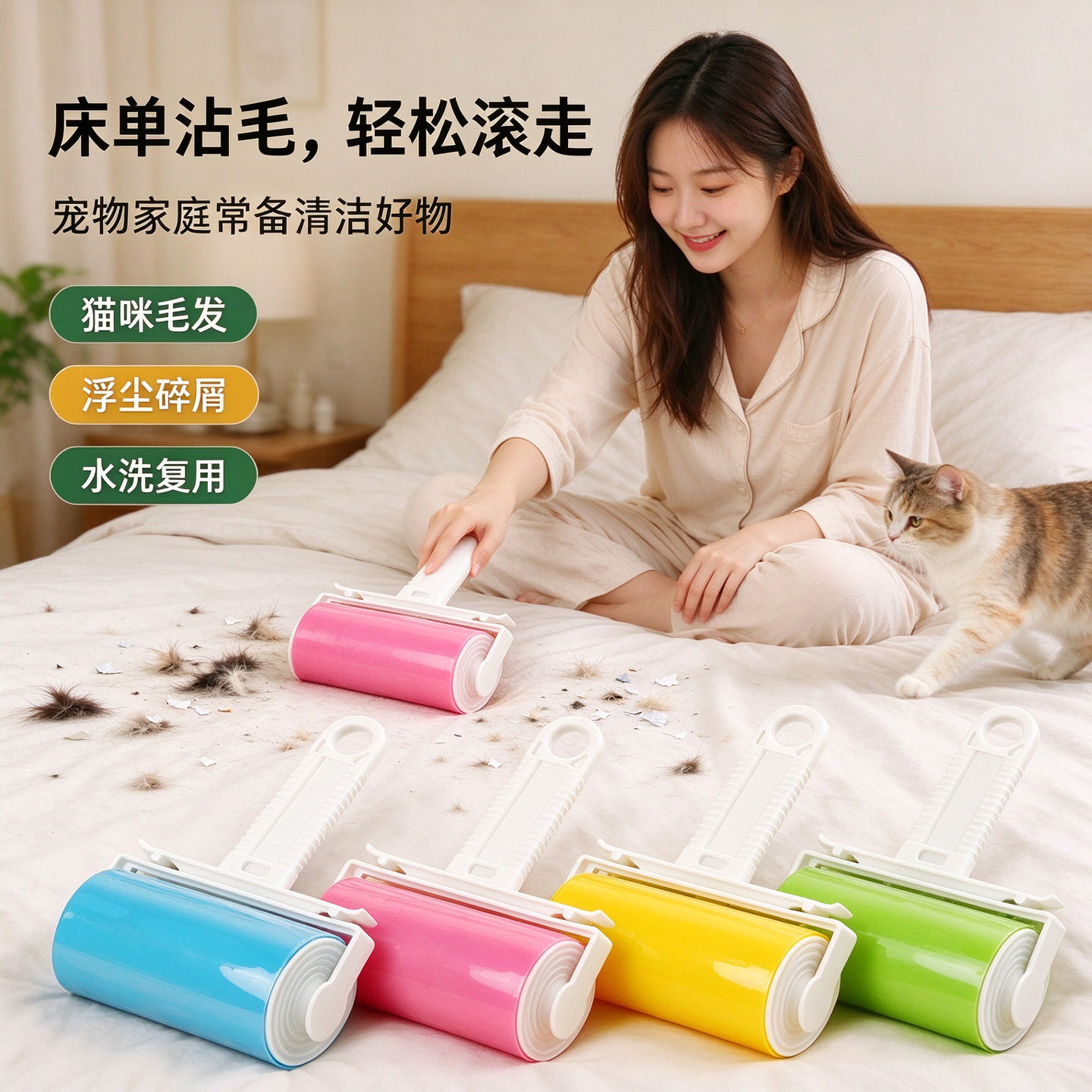 粘毛器滚筒可水洗滚刷粘毛除尘