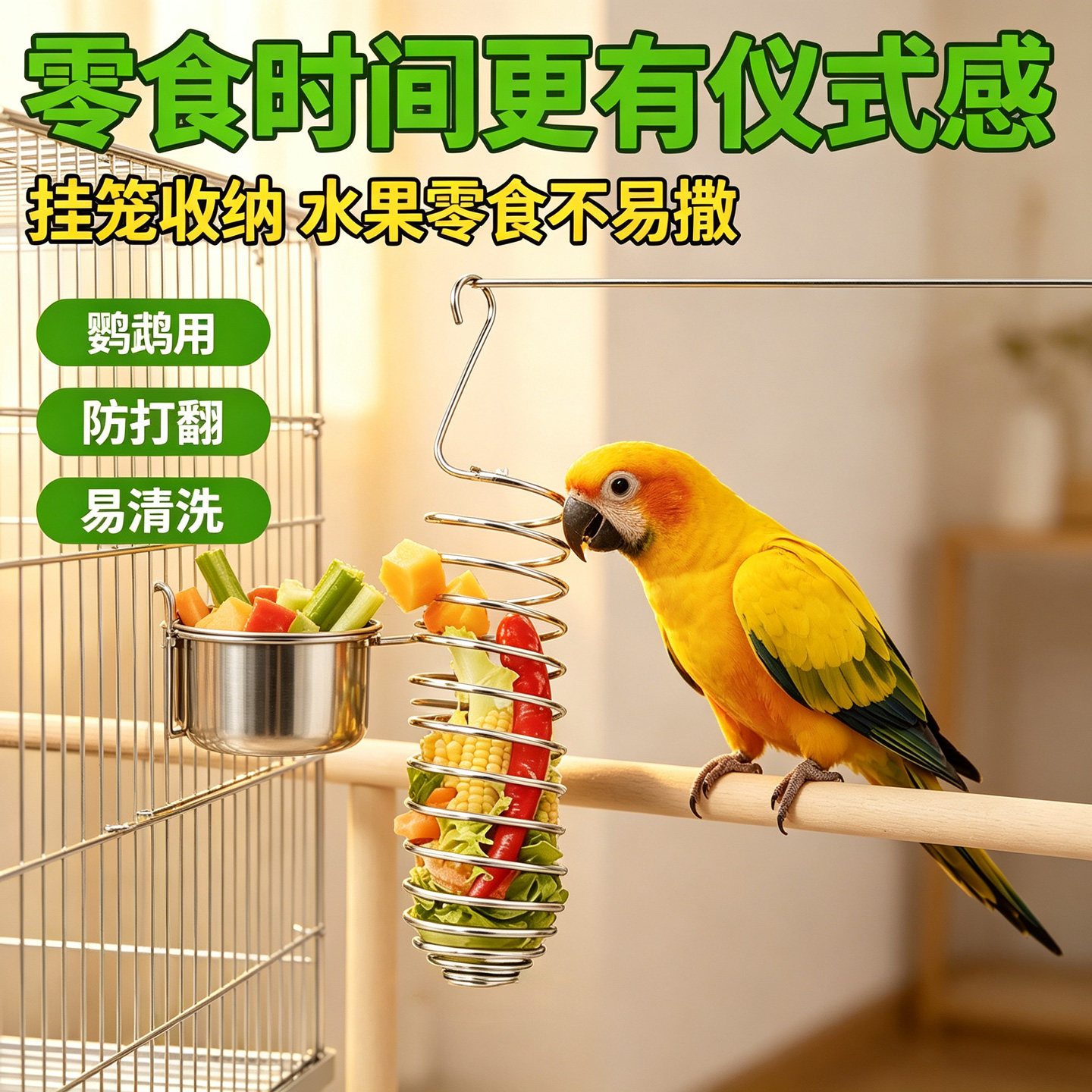 鹦鹉喂食器不锈钢挂式图片