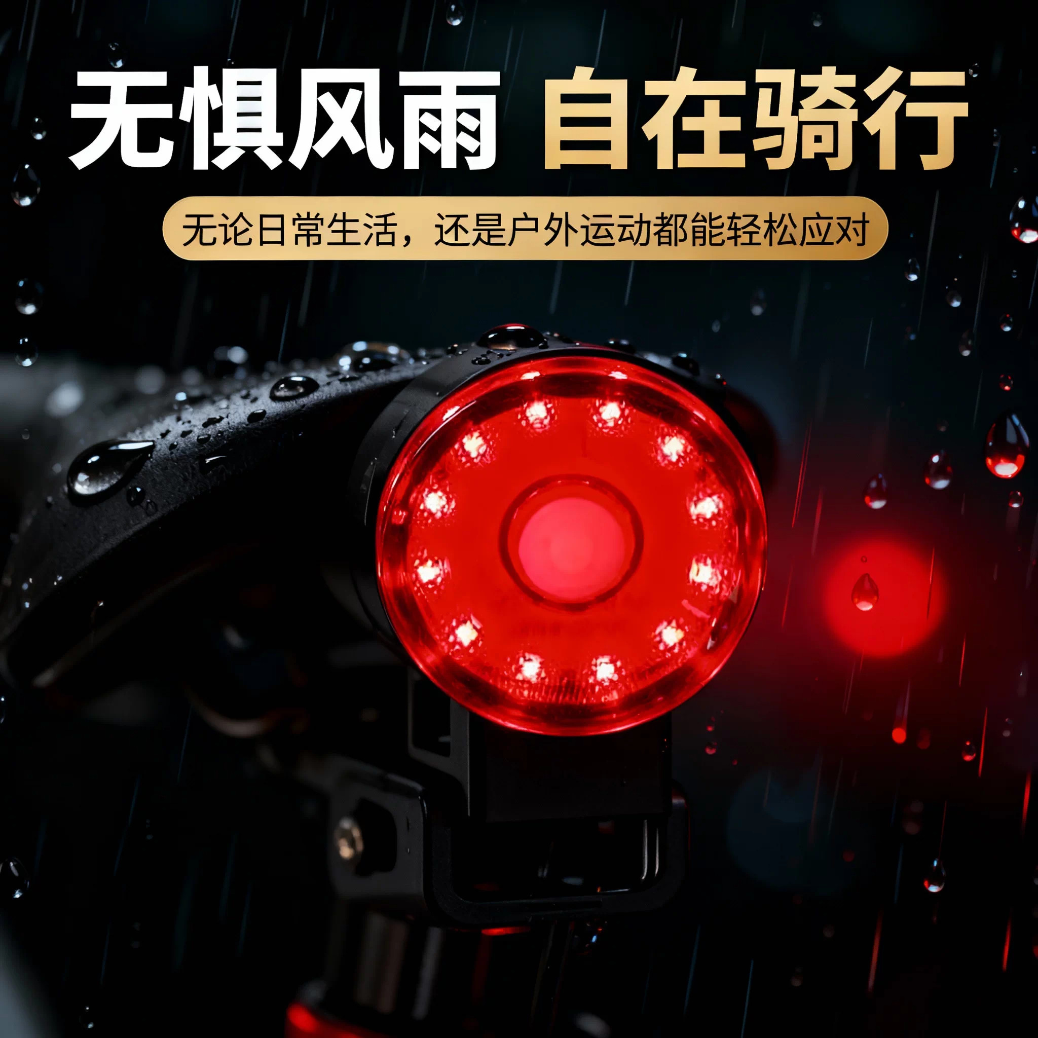 山地自行车夜间骑行后尾灯爆闪