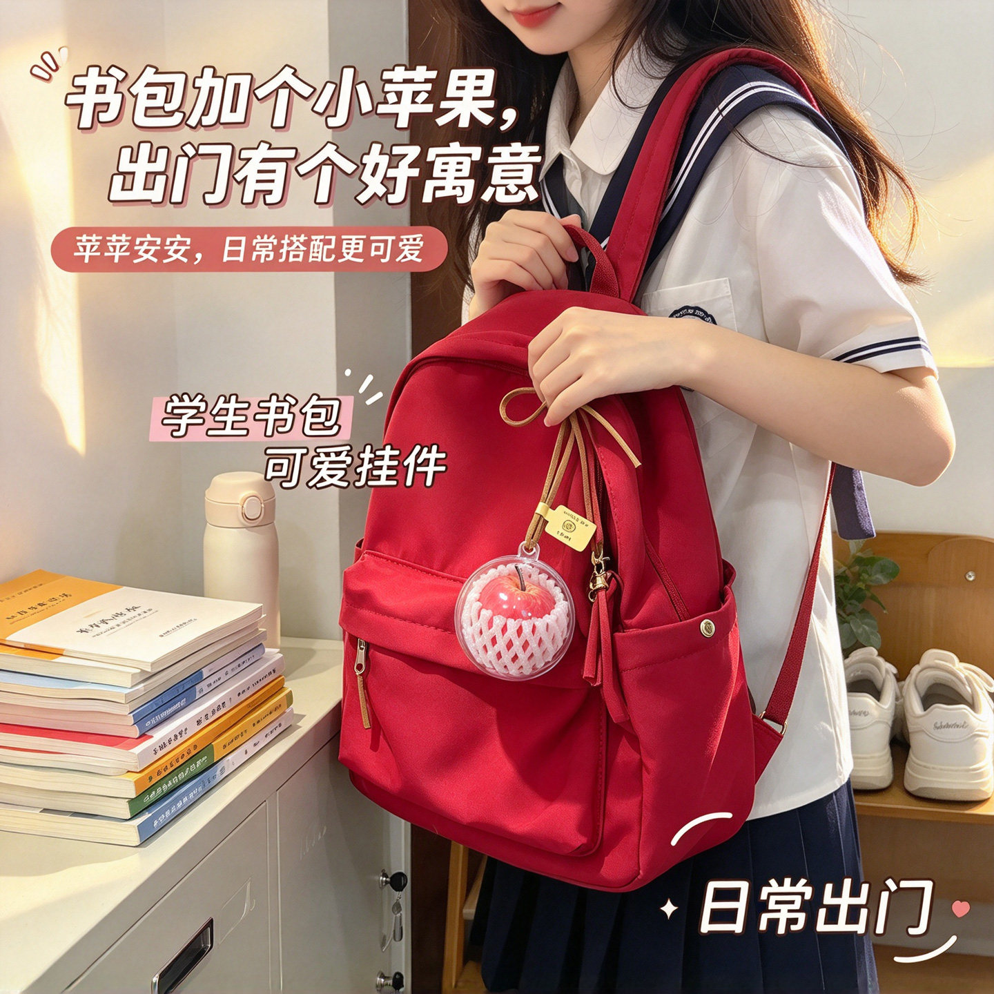 一颗平安果钥匙扣挂件挂饰