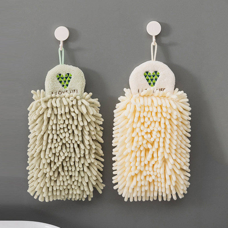 日式雪尼尔擦手球挂式擦手巾厨房加厚吸水速干卫生间可爱抹布北欧