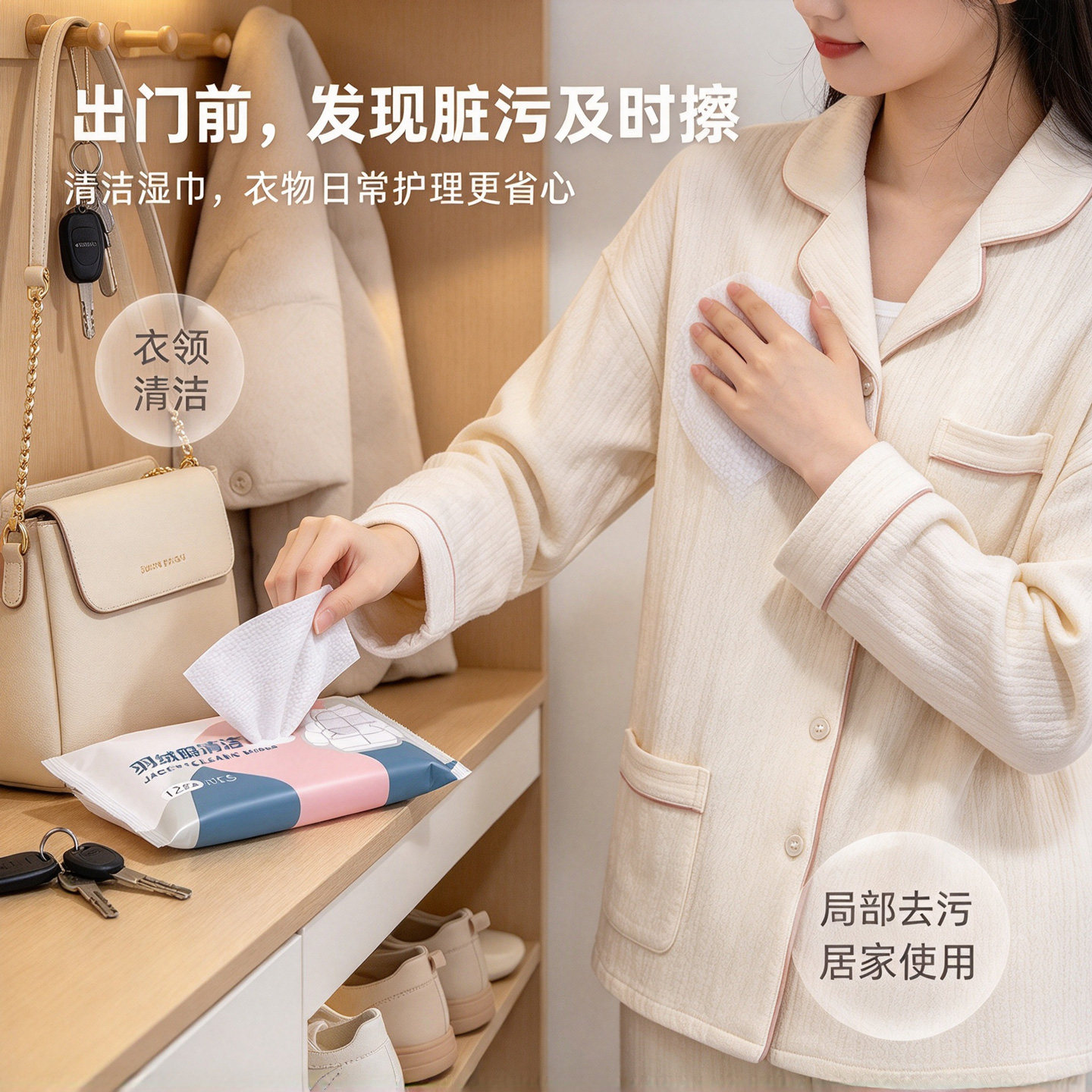 羽绒服清洁湿巾免洗强力去污