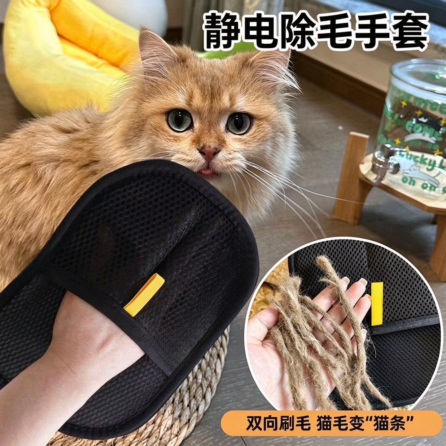 宠物静电除毛手套双向刷毛粘毛