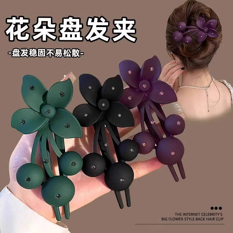 樱桃花朵发夹女后脑勺夹子头饰