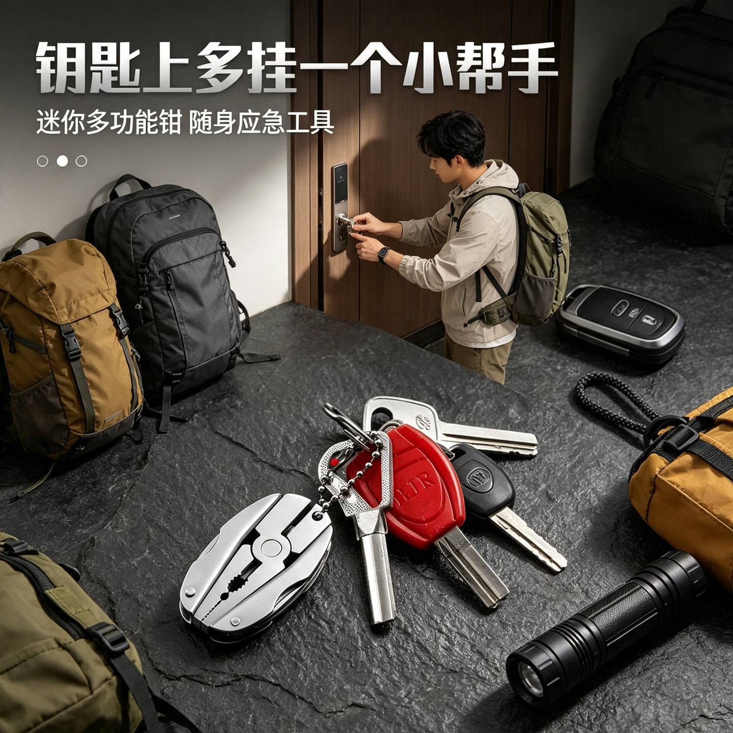 迷你多功能钳子折叠随身钥匙扣
