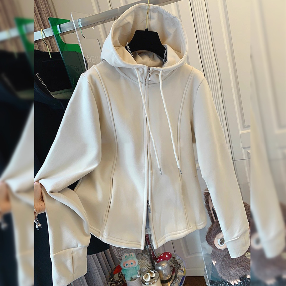 清仓捡漏~胖妹妹大码240斤女装冬季双拉链连帽外套宽松保暖高级感