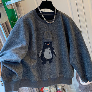 洋气加绒加厚卫衣百搭减龄毛呢外套 240斤女装 清仓捡漏 胖妹妹大码