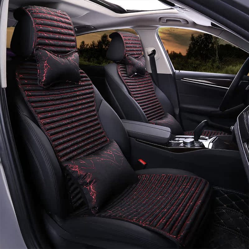 养生汽车坐垫小蛮腰丝绒双面四季通用简约座套冰丝荞麦壳女神网红