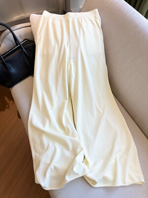 贝贝妈 沙滩白浪裤 心流系列～自由卷边14针强捻棉阔腿裤