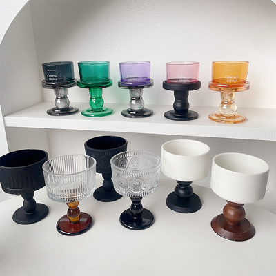 高脚杯空杯摆件玻璃小花瓶香薰干花扩香石水晶石容器装饰器皿瓶子