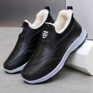 加绒加厚爸爸棉鞋 冬季 中老年人防水防滑保暖雪地靴 男鞋 老北京布鞋