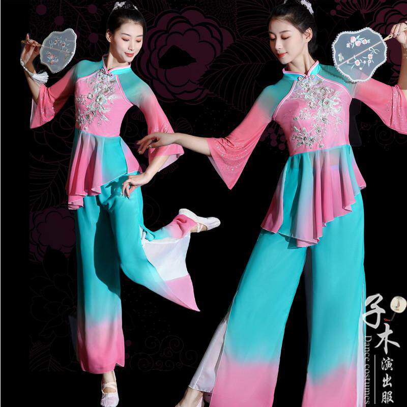 韩式女装新款古典舞  2025胶州秧歌唐装演出服粉红色舞服演出服
