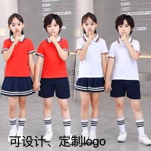 幼儿园园服小学生校服班服夏季 英伦风运动儿童T恤 短袖 纯棉POLO衫
