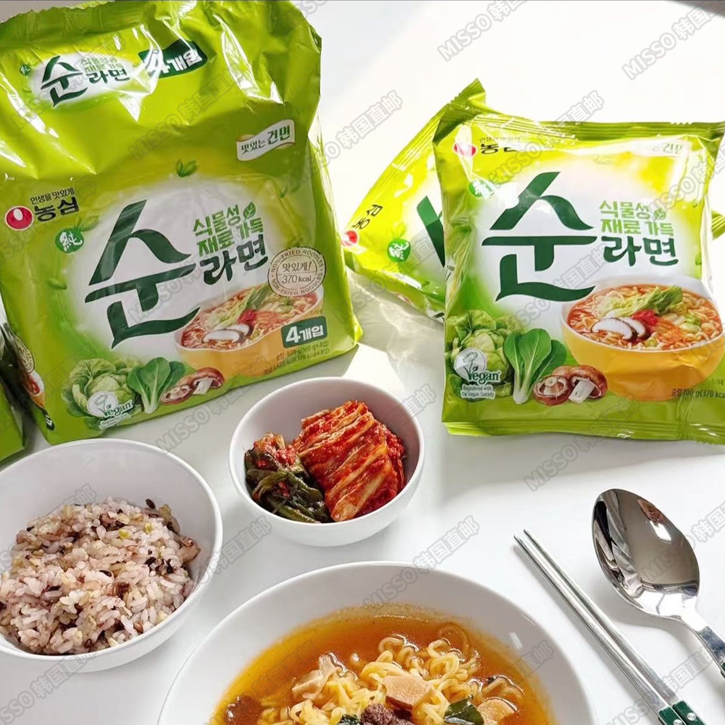 素食拉面▲韩国直邮农心纯拉面素食方便面清爽蔬菜汤底夜宵速食
