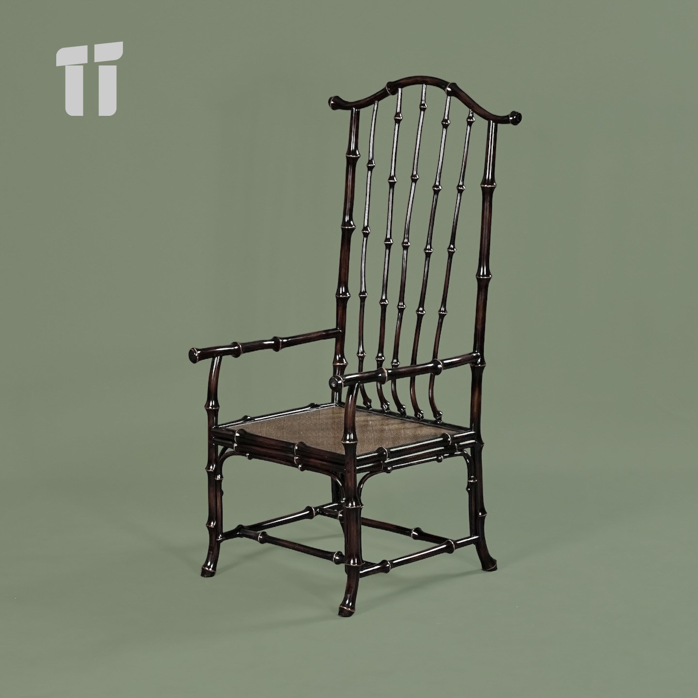 明式筇竹加高官帽椅 圈椅扶手围椅太师椅休闲竹椅靠背茶椅