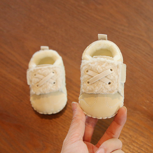12个月婴儿鞋 2025婴幼儿棉鞋 软底防滑冬季 子加厚 一岁宝宝学步鞋