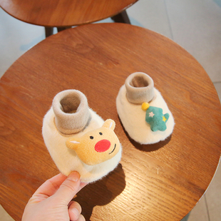 12个月婴幼儿学步前鞋 2025冬季 袜套不掉加厚保暖3 新生婴儿棉鞋