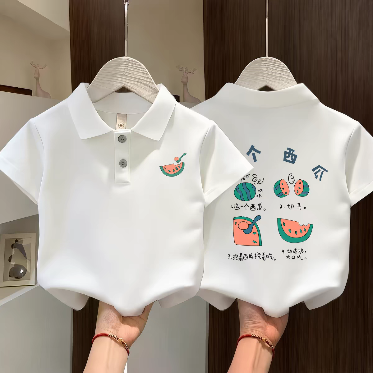 儿童POLO衫纯棉短袖T恤西瓜印花