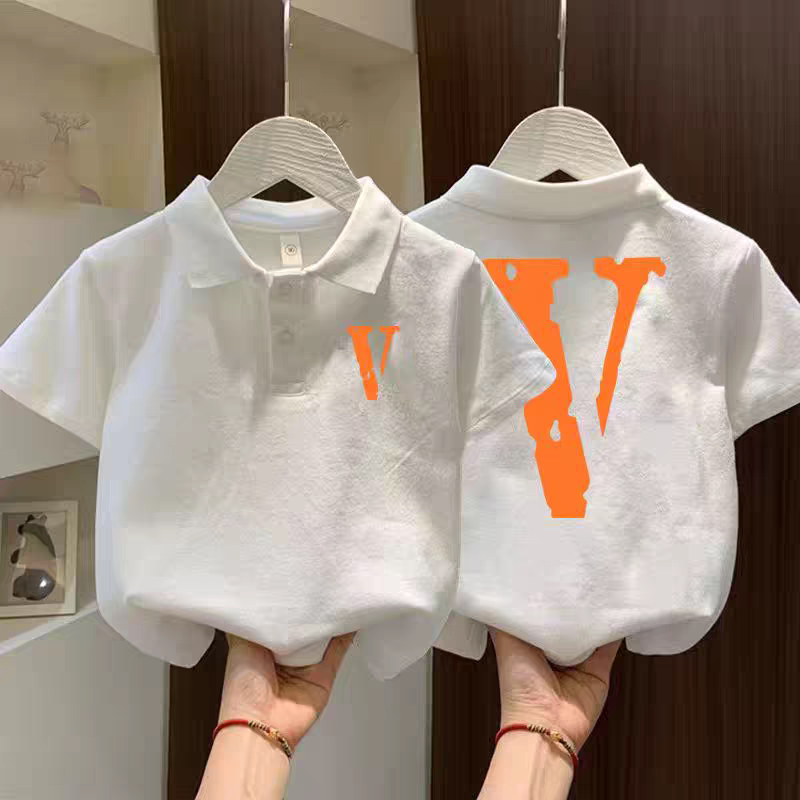中大童纯棉polo衫短袖夏季百搭翻领T恤男女童时尚百搭打底衫上衣