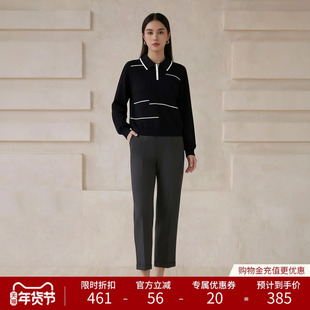 声雨竹官方旗舰店2025秋冬绵羊毛线衫女POLO领通勤针织衫打底毛衣