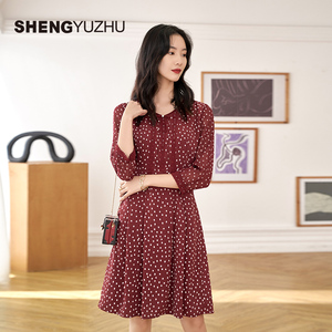 声雨竹官方旗舰店2026夏款女士连衣裙商场同款气质收腰裙子高级感