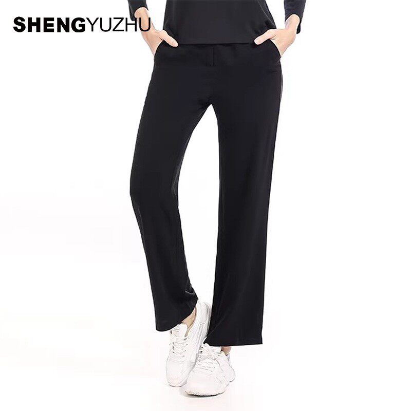 声雨竹官方旗舰店秋季新款休闲裤女士中腰长裤修身显瘦薄款阔腿裤 - 声雨竹官方旗舰店出品