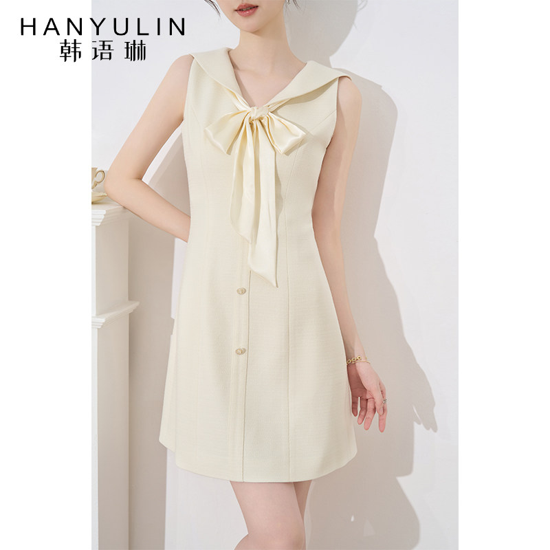 法式气质连衣裙韩语琳无袖裙子