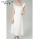 气质白色方领连衣裙2025新款 裙子 收腰a字裙小众中长款 女春季 法式