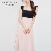 今年流行漂亮连衣裙2025新款 粉色裙子 无袖 女春法式 气质收腰中长款