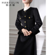 高级感收腰显瘦短款 韩语琳黑色毛呢外套女2025新款 春季 呢子上衣