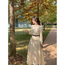 新款 韩语琳 连衣裙女冬季 优雅长袖 大方得体绝美收腰气质长裙 法式