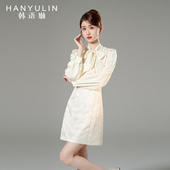 气质蝴蝶结长袖 韩语琳高级感超好看连衣裙2025新款 女早春法式 裙子