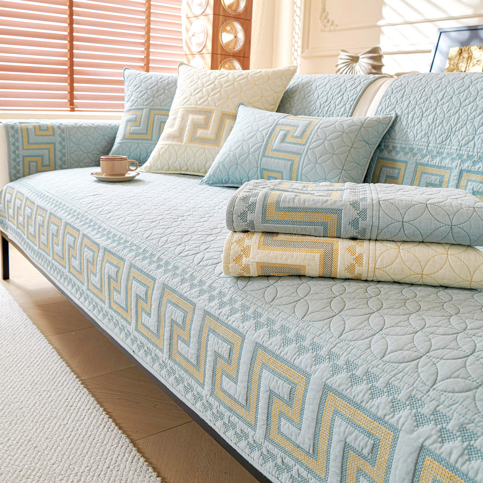 纯棉沙发垫四季通用布艺防滑新中式高级感沙发套罩全棉沙发坐垫子