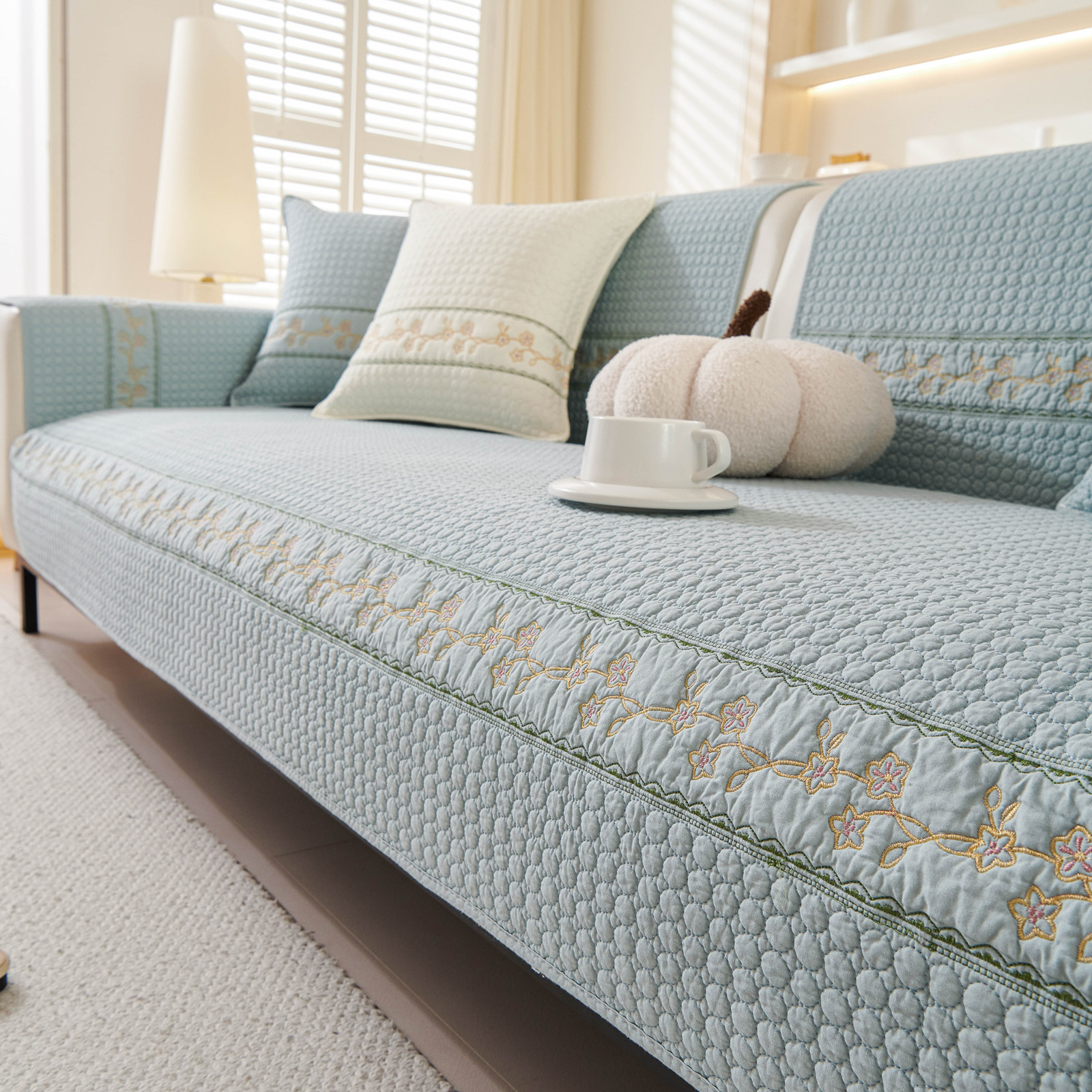 水洗全棉沙发垫2025新款田园奶油风沙发套罩防滑沙发坐垫四季通用