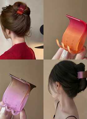 简约磨砂气质丸子头抓夹高马尾盘发神器发卡夹子头饰女后脑勺发夹