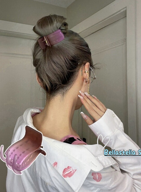 长滩粉雾小抓夹女新款高级感后脑勺发量少马尾盘发鲨鱼夹小众头饰