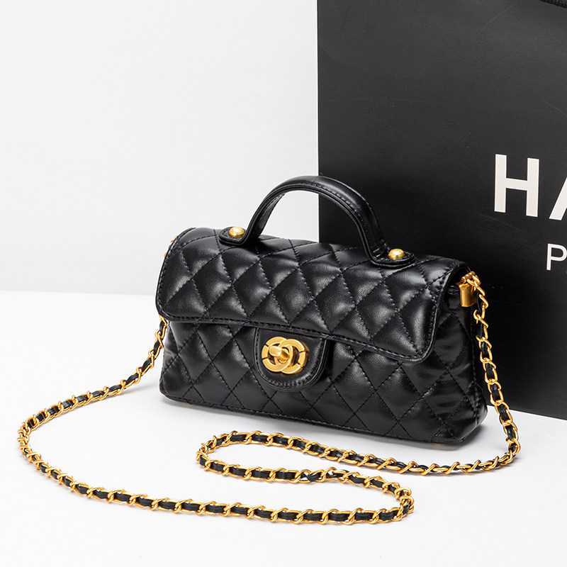 香港代购菱格链条手提包夏季时尚百搭洋气单肩斜挎小包通用款女包