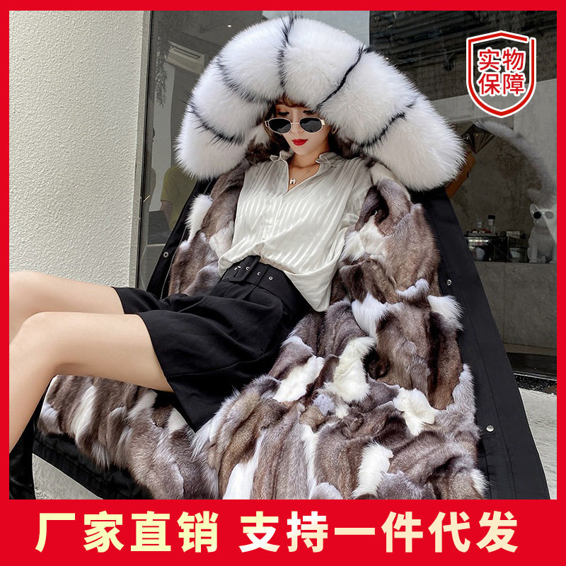 2023新款狐狸毛内胆派克服女大毛领内胆可拆卸皮草外套尼克服