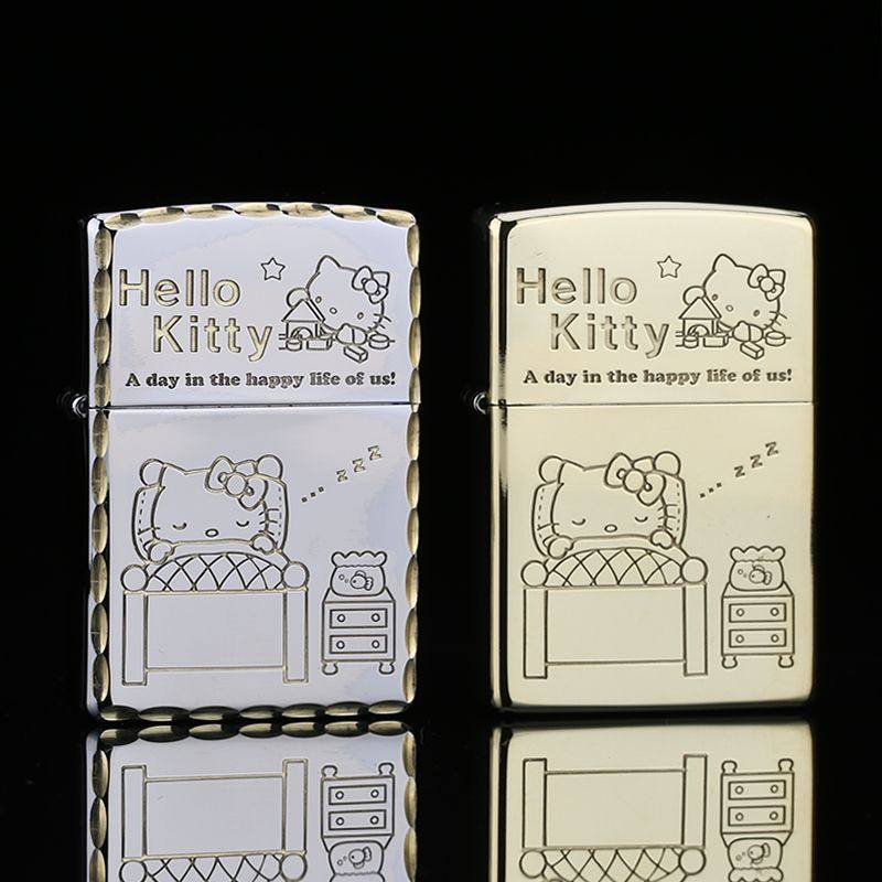 zippo kitty凯蒂煤油防风打火机可爱送男友表白雕刻正版刻字