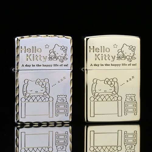 zippo kitty凯蒂煤油防风打火机可爱送男友表白雕刻正版刻字