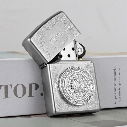 ZIPPO 爱情系列 热恋心动玫瑰罗盘 可转动 防风煤油打火机 礼盒装