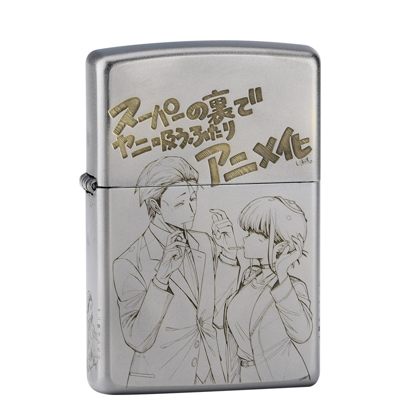 zippo在超市门口吞云吐雾的二人磨砂煤油打火机定制限量正版防风